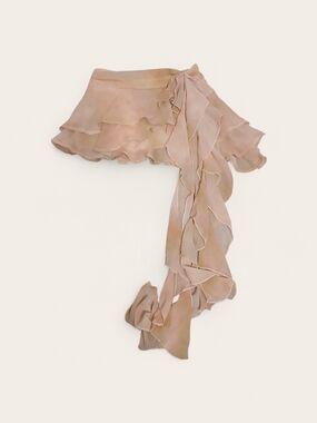 SHEIN Peach Ruffled Asymmetric Chiffon Mini Skirt